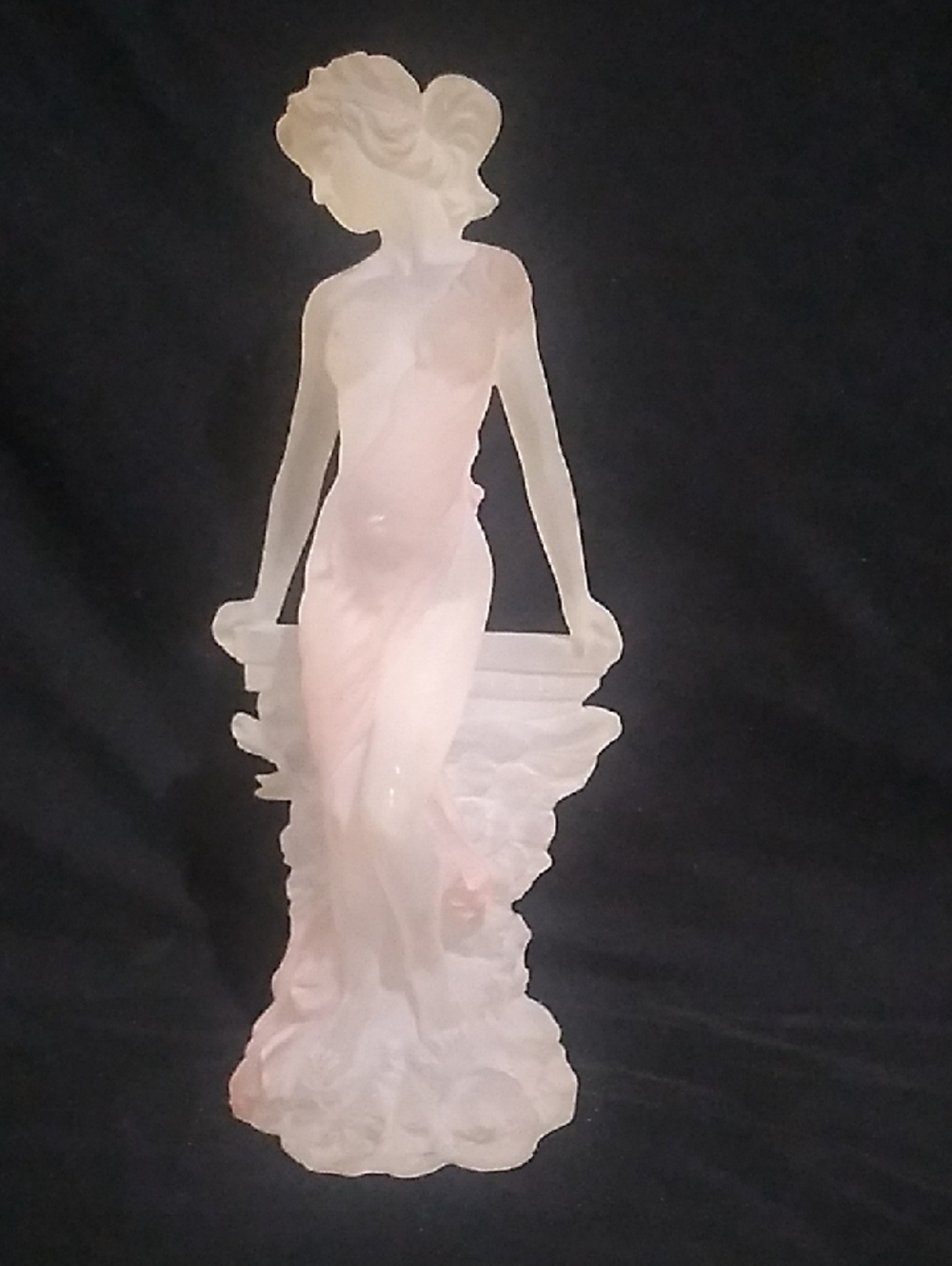 Vintage Frosted Lucite Goddess Figurine Pale Pink (B7)